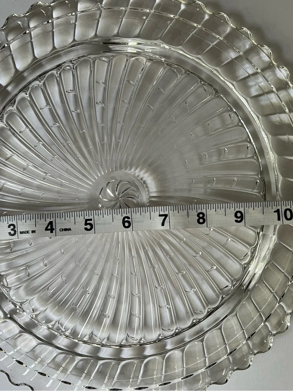 Vintage 40’s-50’s Clear Glass Footed  Cake Plate with Aluminum Metal Dome Cover